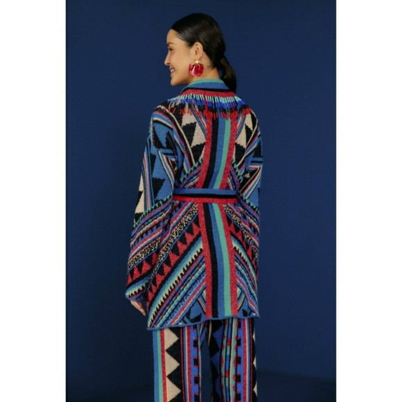 46. Farm Rio Julie Stripes Embroidered Cardigan - Picture 2 of 16